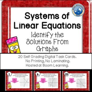 Systems of linear equations boom cards.
